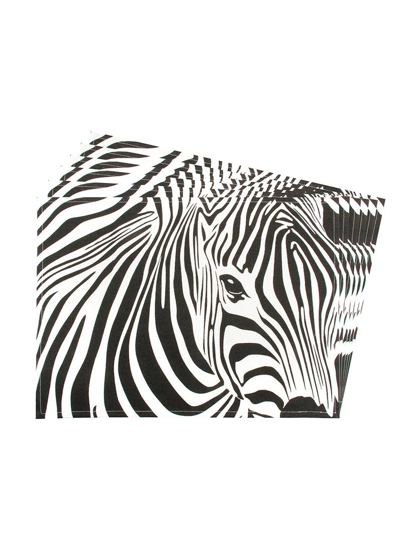 white zebra printed cotton canvas placemats for dining table - 13734239 -  Zoom Image - 0