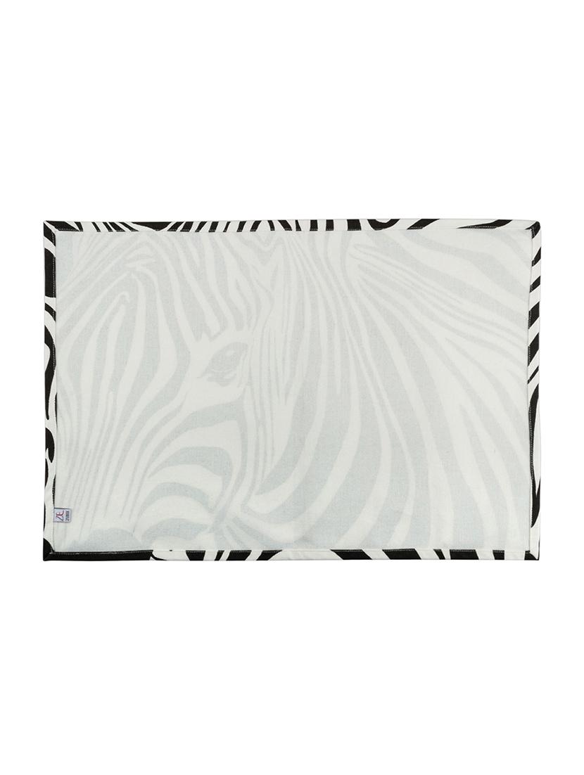 white zebra printed cotton canvas placemats for dining table - 13734239 - Standard Image - 2