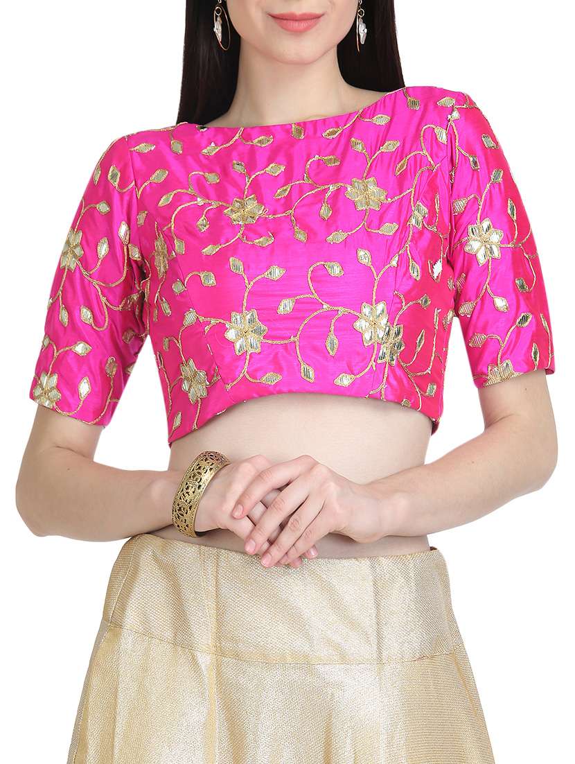 kaanchie nanggia pink embroidered stitched blouse