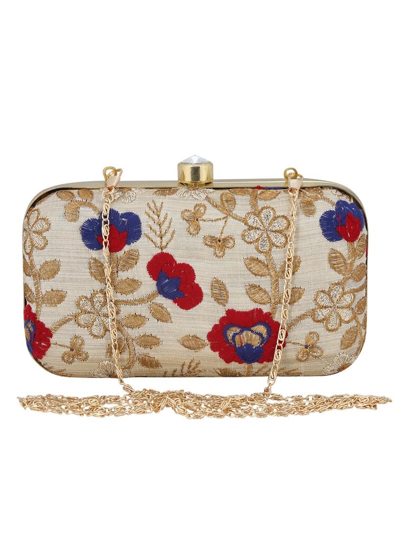 beige metal box clutch - 13736162 -  Zoom Image - 0