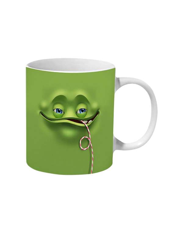 mooch wale cute cool green monster drinking ceramic mug