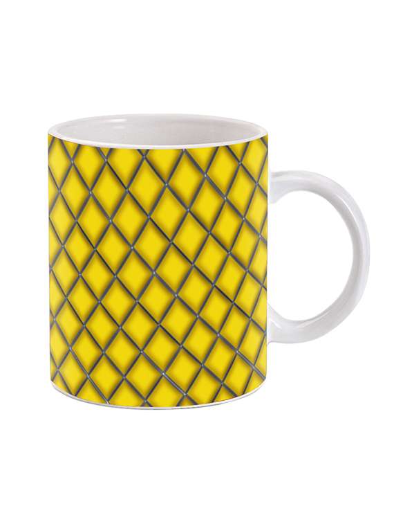 mooch wale yellow diamond pattern ceramic mug