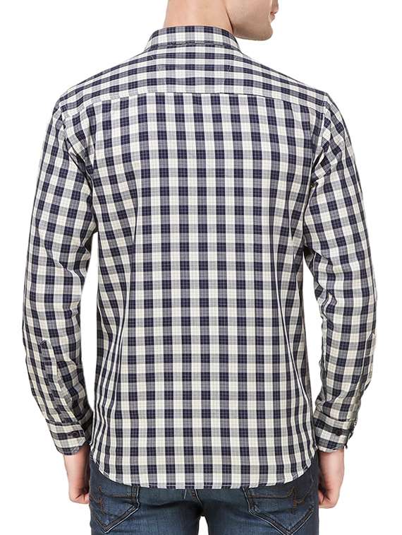 navy blue cotton casual shirt - 13739528 - Standard Image - 2