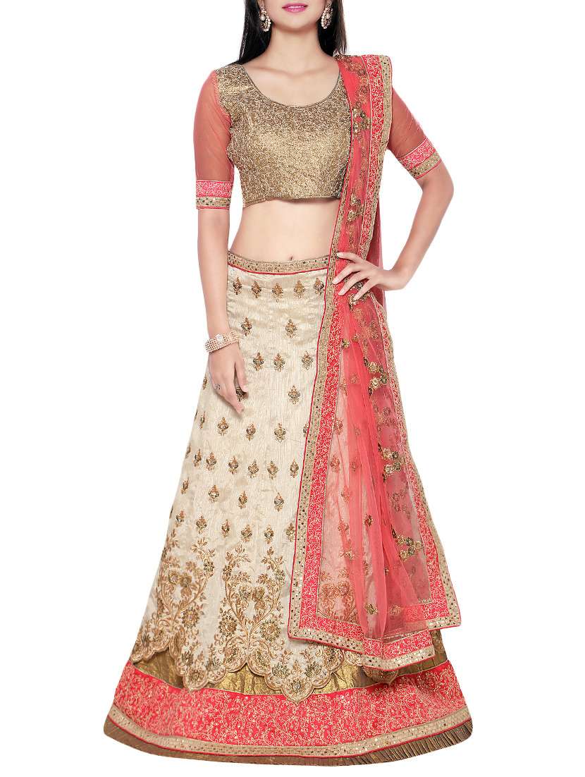 designer aasvaa beige a-line lehenga
