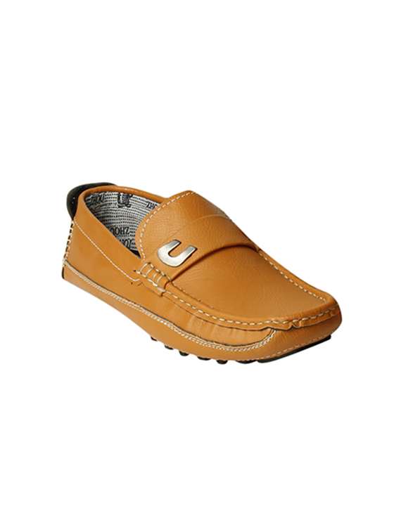 tan leatherette slip on loafer