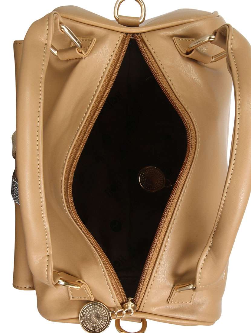 beige leatherette regular handbag - 13740751 - Standard Image - 2