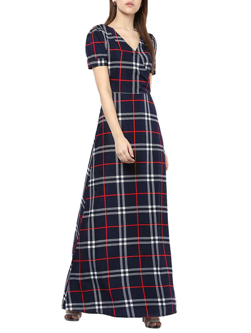 tie back checkered  maxi dress 
