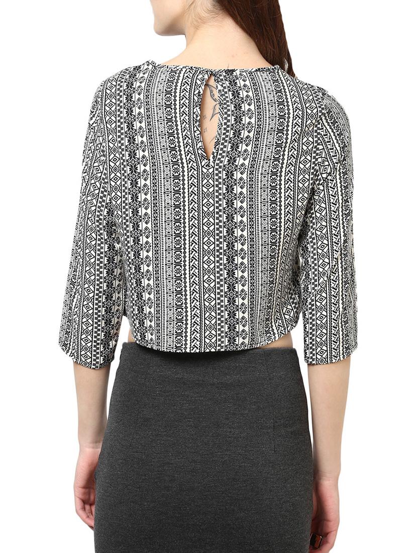 black poly crepe crop top - 13741094 - Standard Image - 2