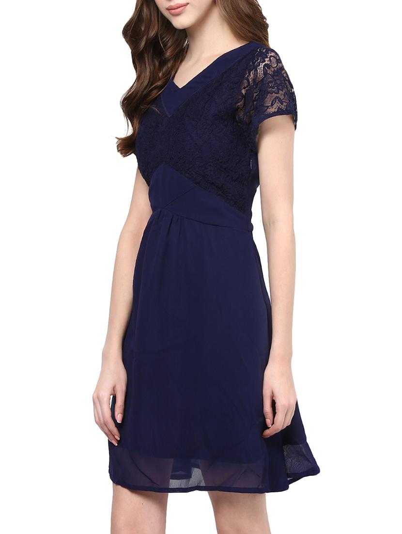 lace detail a-line dress - 13741102 - Standard Image - 2