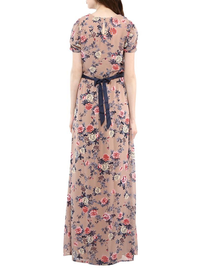 bow belted tie back maxi dress - 13741114 - Standard Image - 2