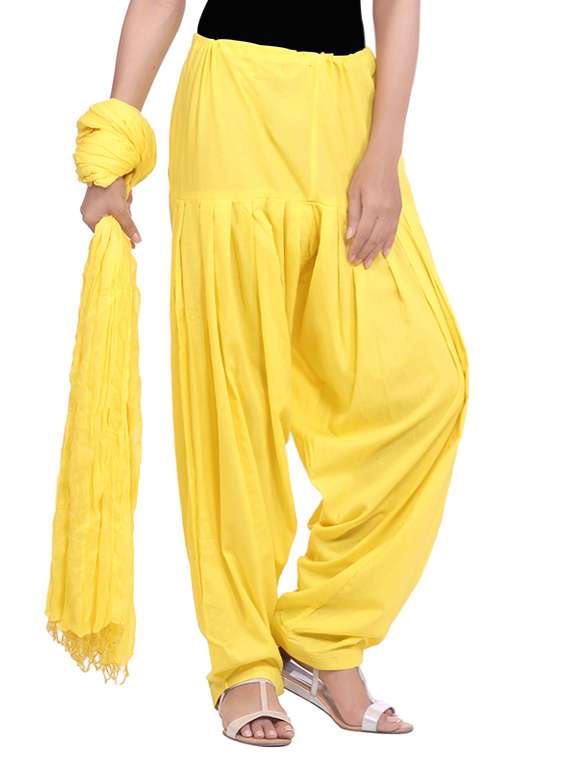 yellow cotton patiyala salwar with dupatta