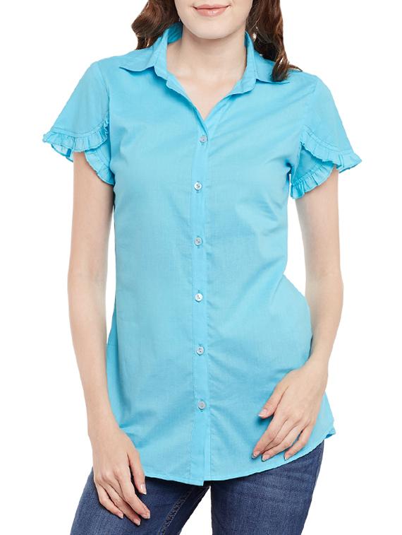 layered sleeve buttoned up shirt - 13744568 -  Zoom Image - 0