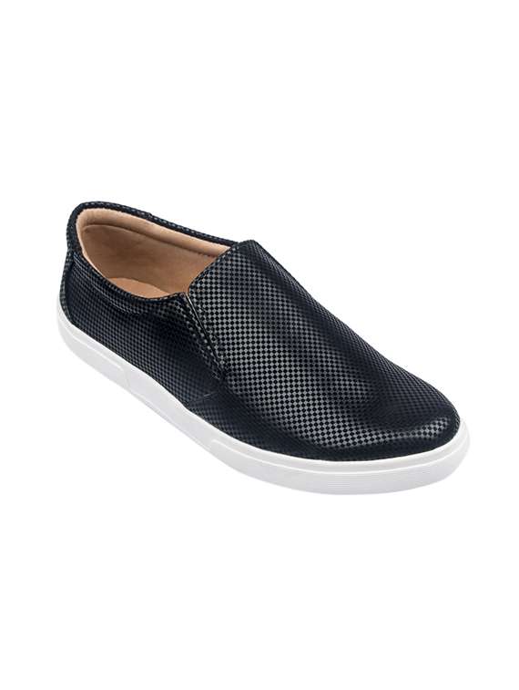 black leatherette casual slipon