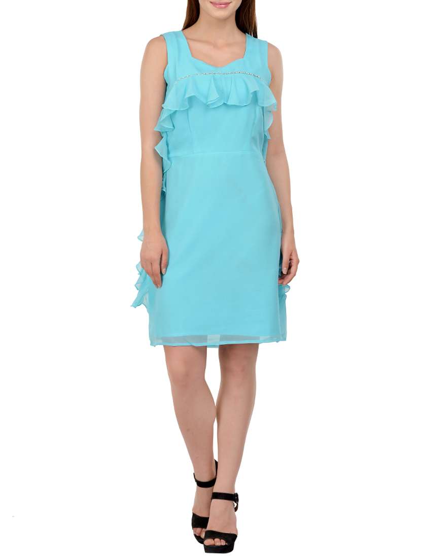 women's ruffle solid dress