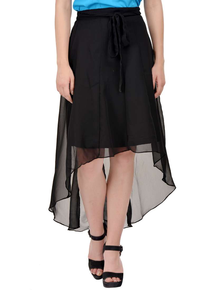 black georgette high low skirt