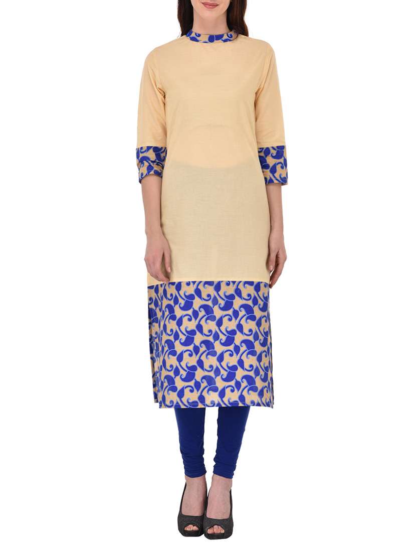 beige cotton straight kurta