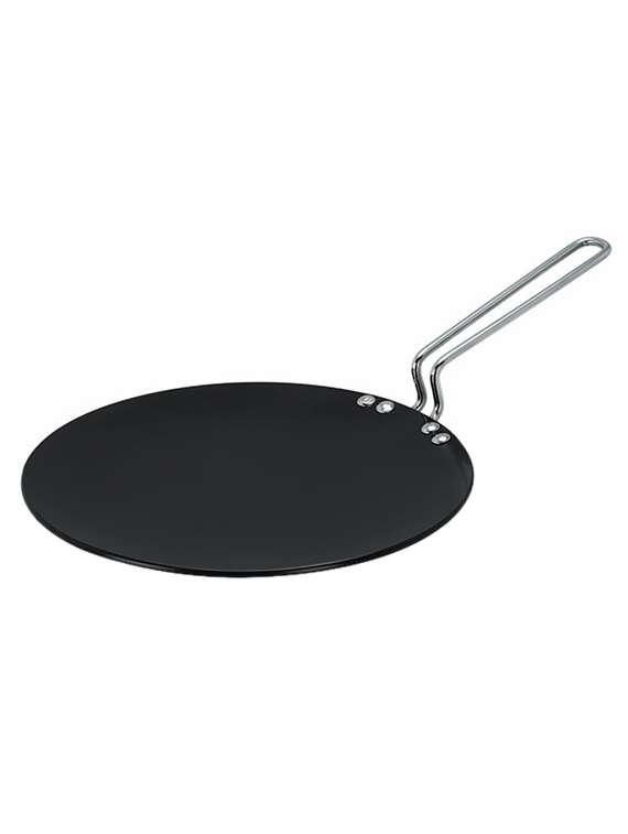 pristine concave hard anodised tawa with ss wire handle (22 cm)