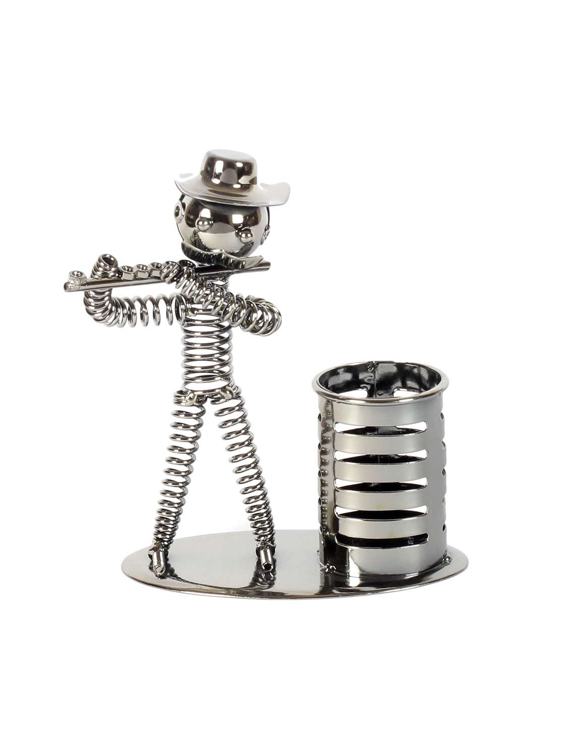 jewel fuel iron musician playing flute pen stand showpiece