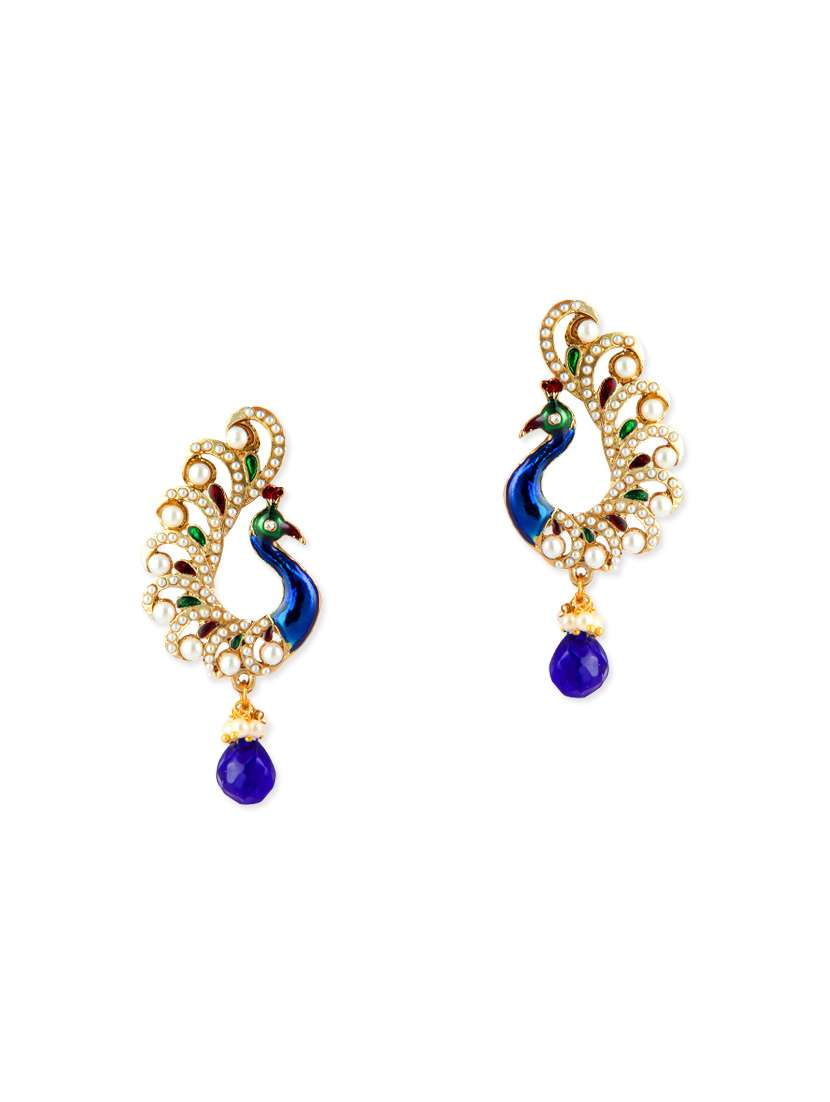 gold zinc meenakari earrings
