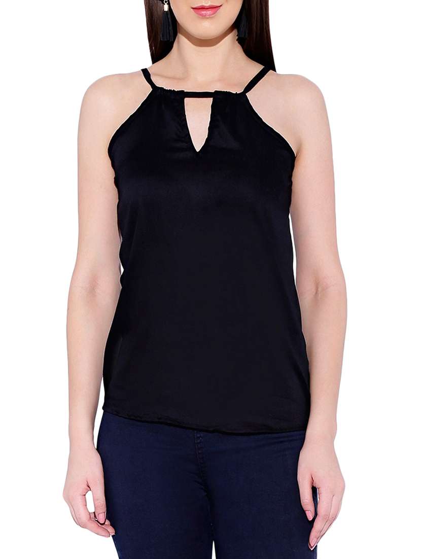 women's straight key hole neck top