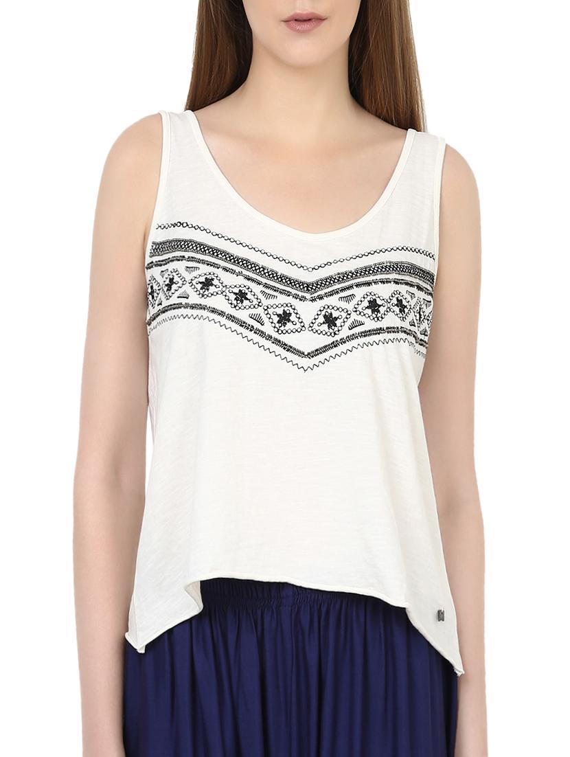 white embroidered cotton top