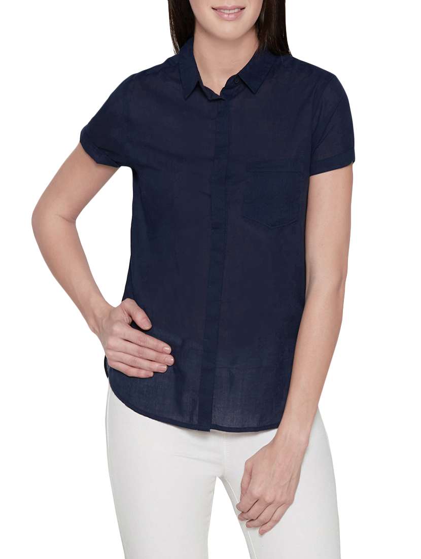navy blue regular shirt