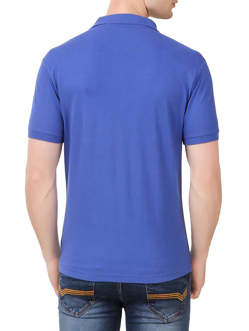 blue solid polo t-shirt - 13772092 - Standard Image - 2