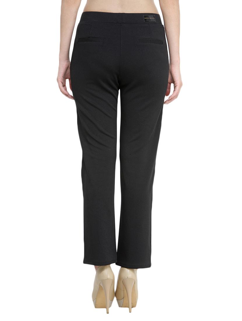 black cotton flat front trouser - 13773081 - Standard Image - 2