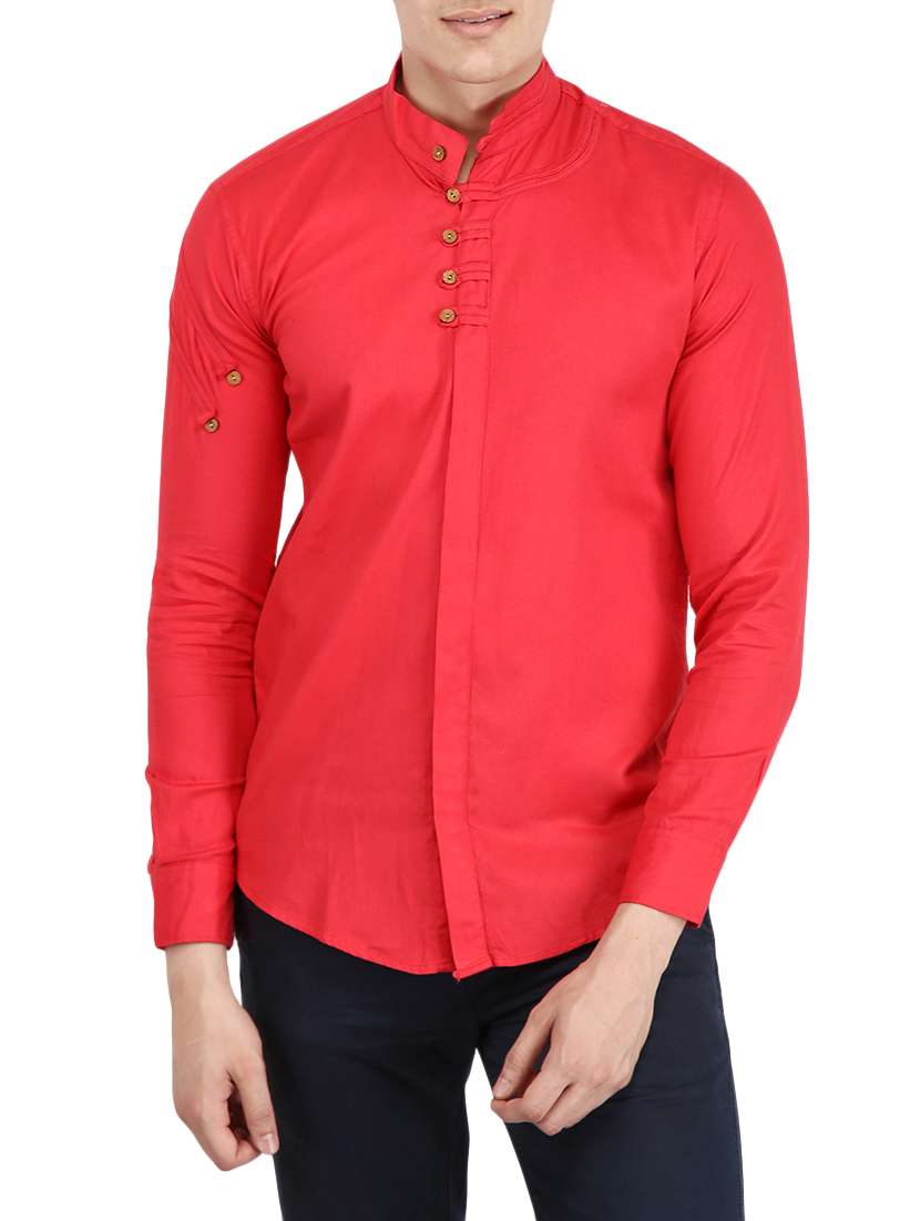 red cotton casual shirt