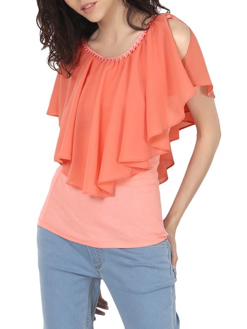 women's ruffle round neck top - 13774494 - Standard Image - 0