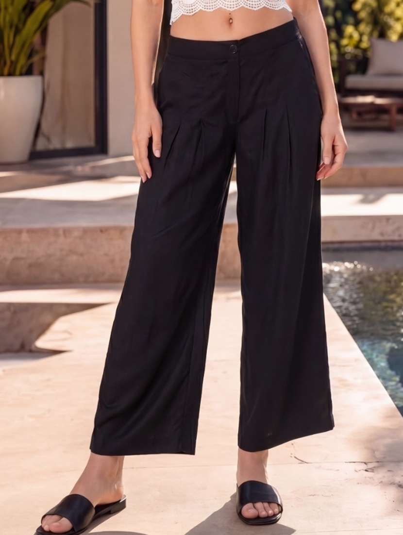 black viscose palazzos