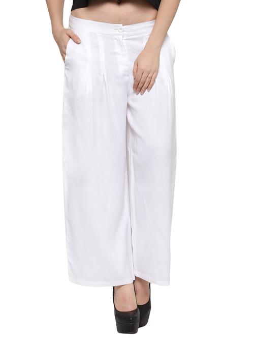 white viscose palazzos - 13778142 -  Standard Image - 0