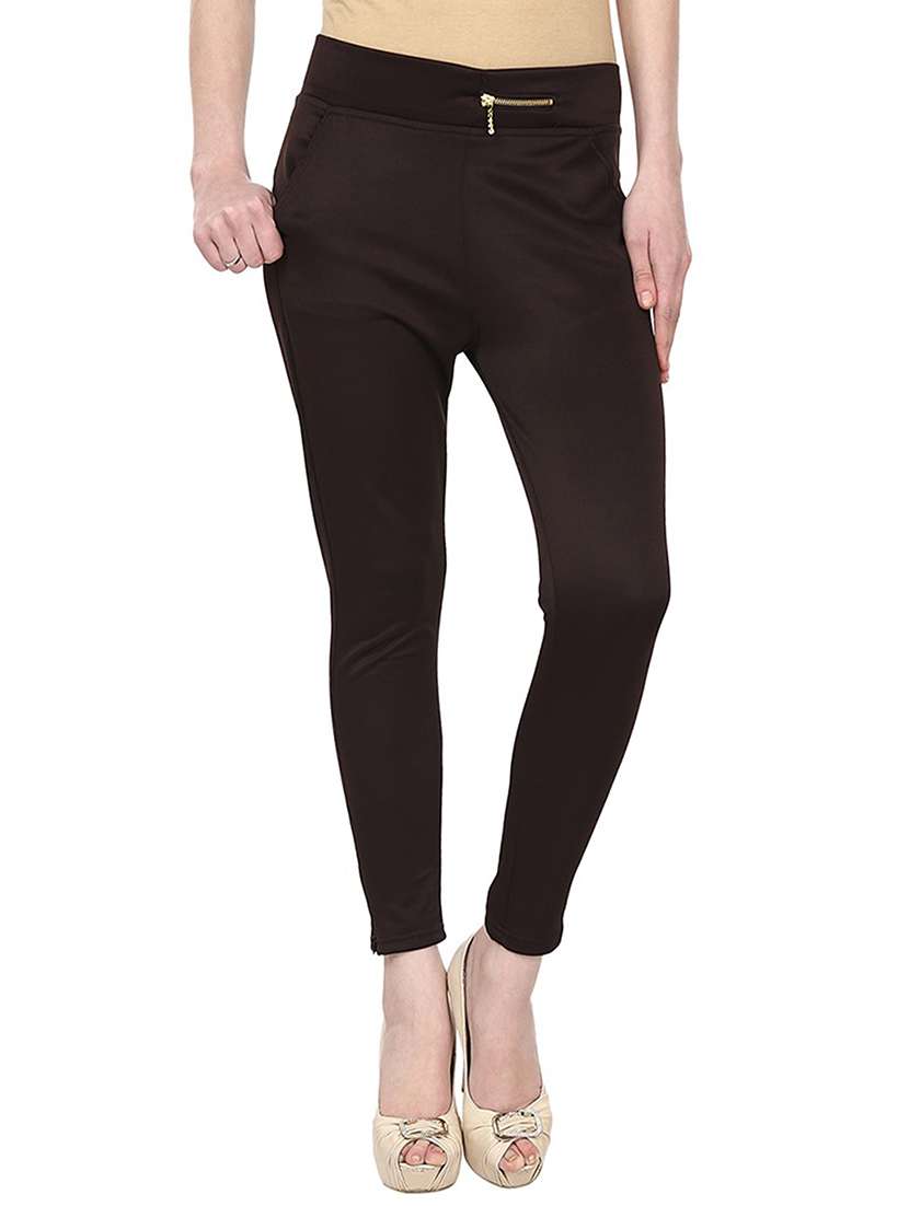 brown cotton lycra jeggings