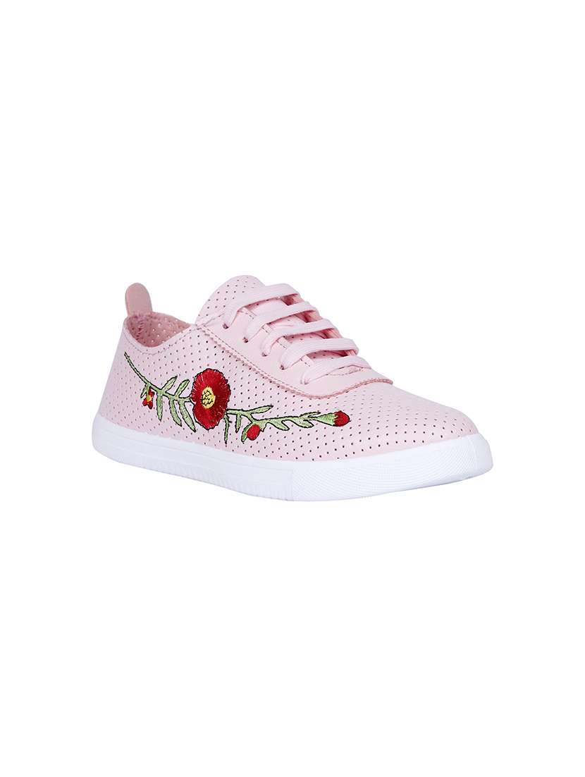pink canvas laceup sneakers
