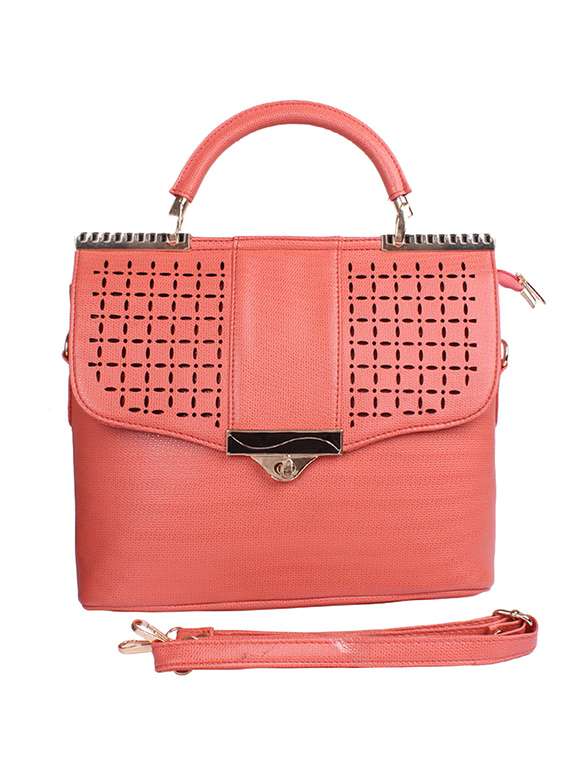 pink leatherette regular handbag