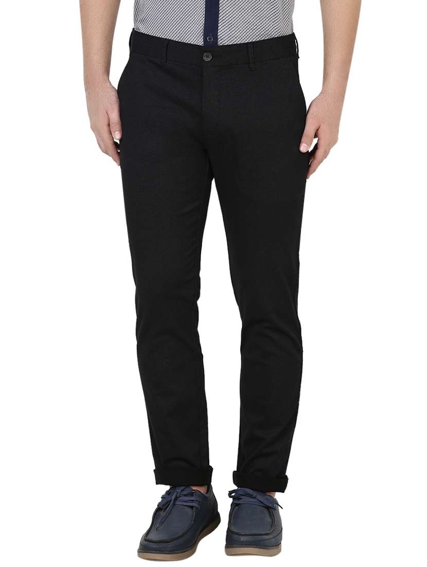 black cotton chinos casual trousers