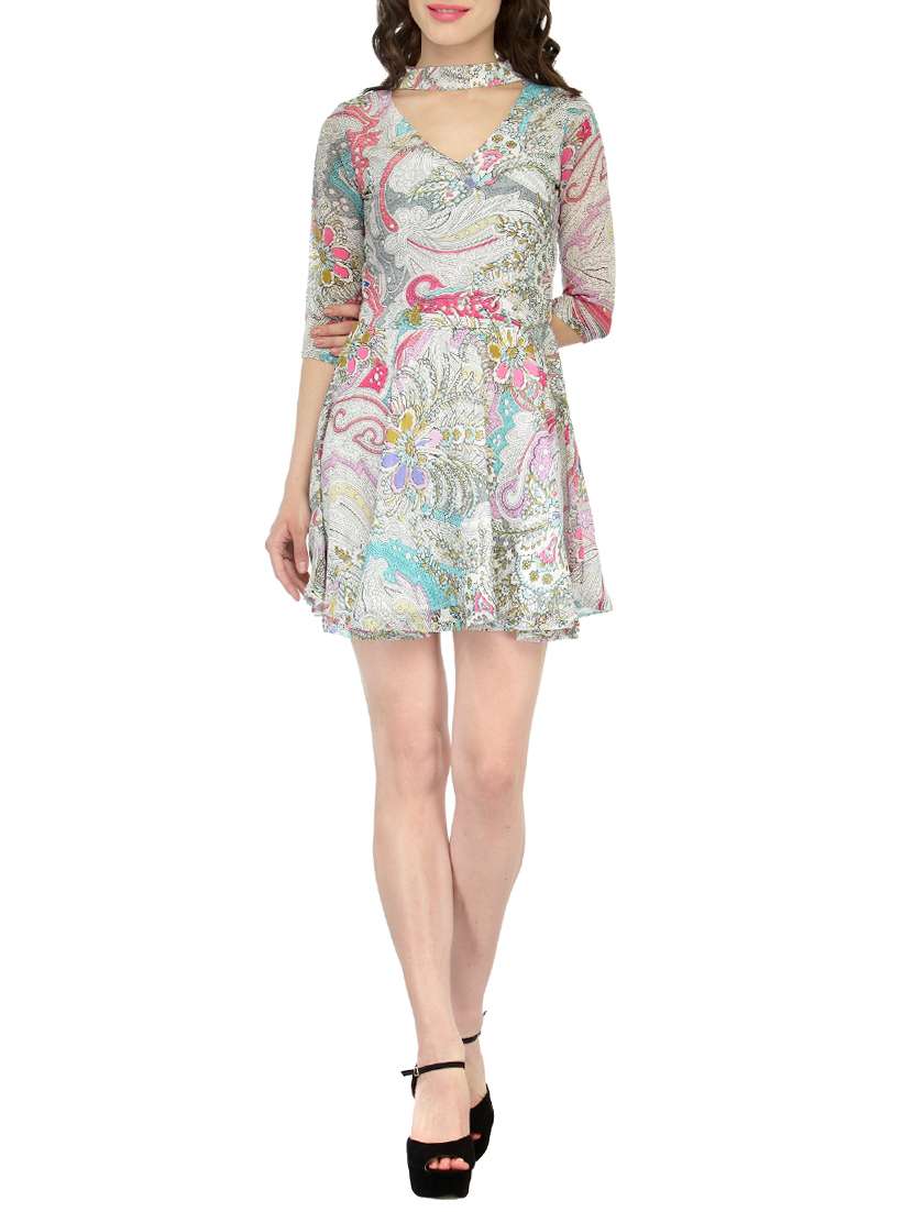 choker neck a line dress