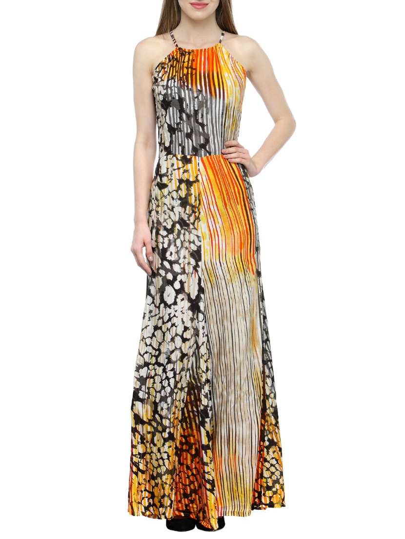 yellow rayon maxi dress
