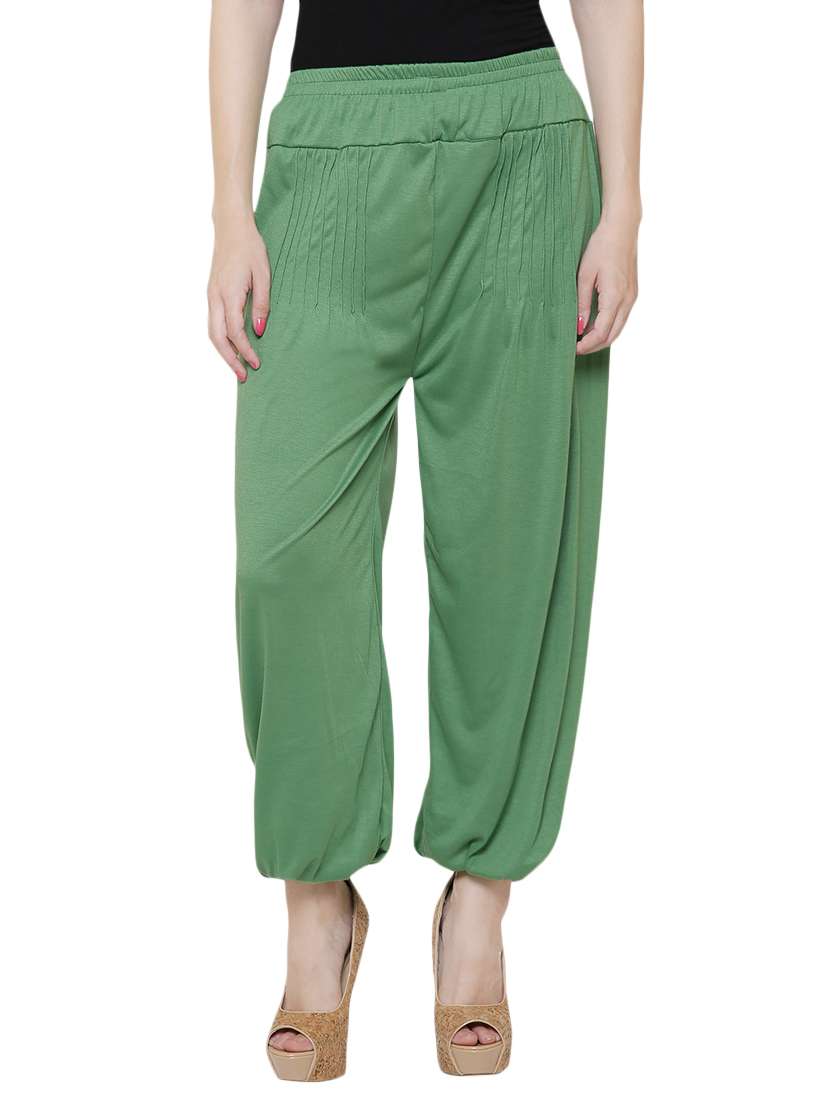 green cotton harem salwars