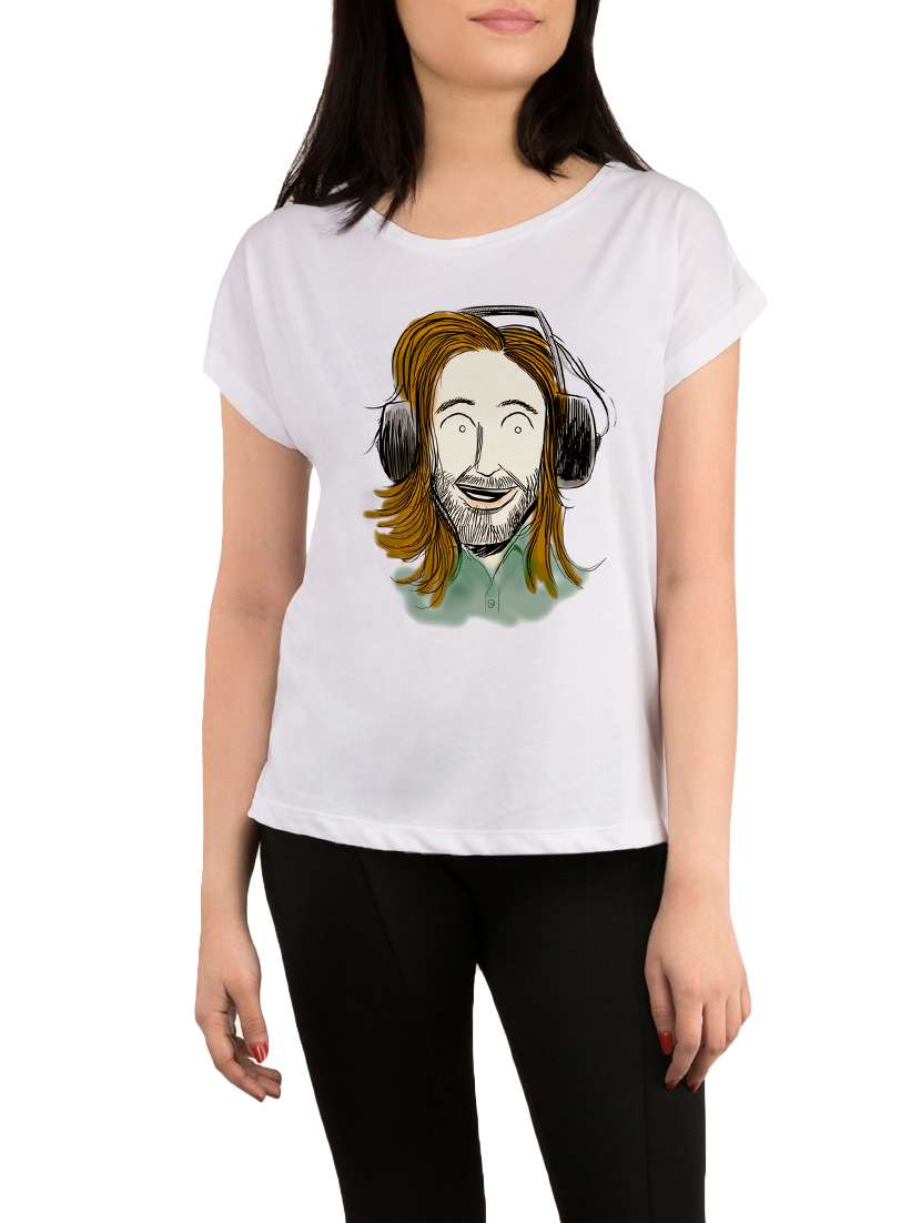 white printed regular tee