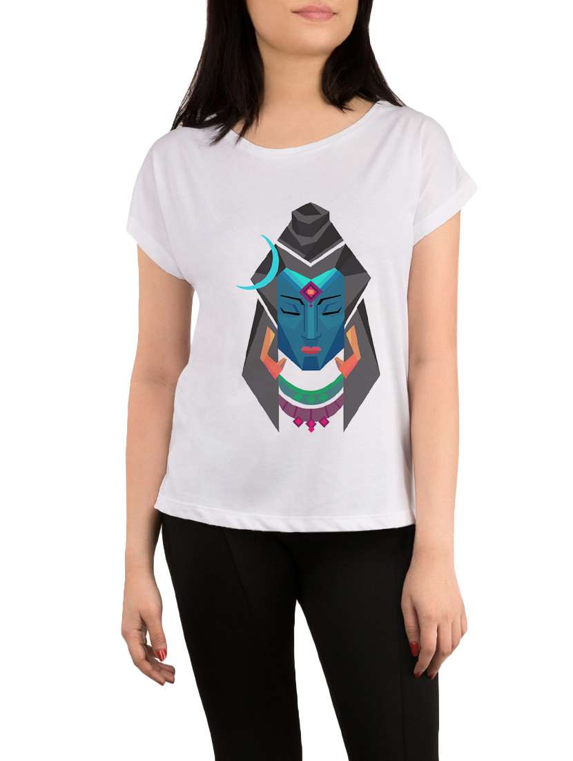 white printed regular tee