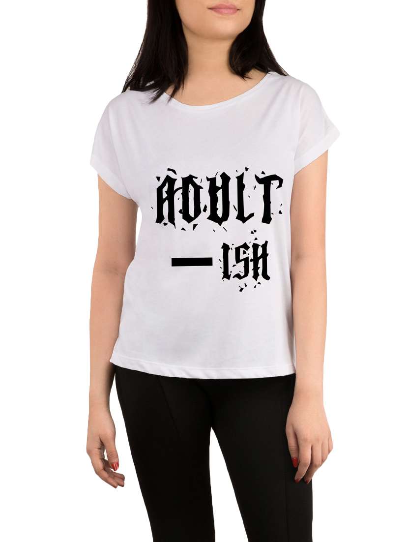 white printed regular tee