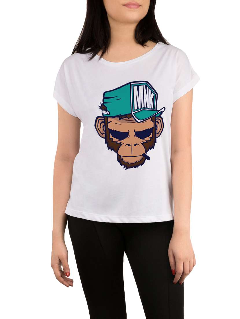 white printed regular tee