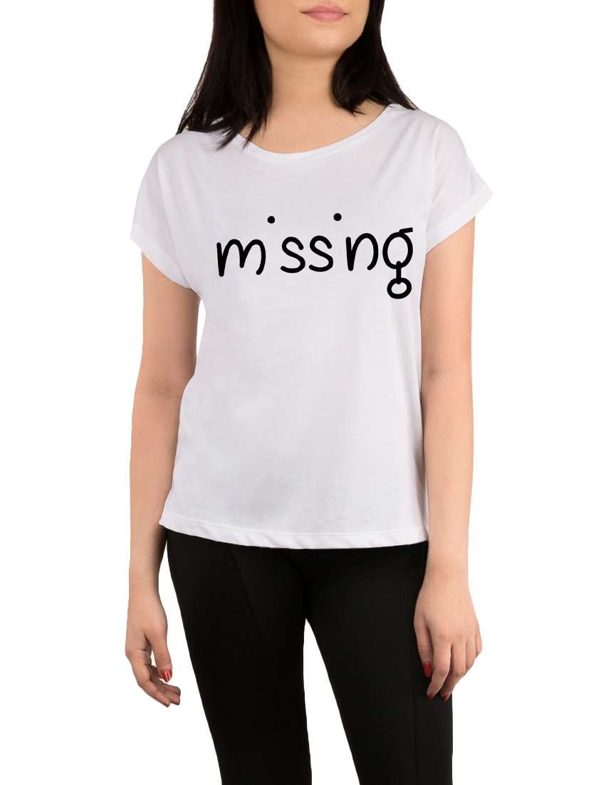 white printed regular tee