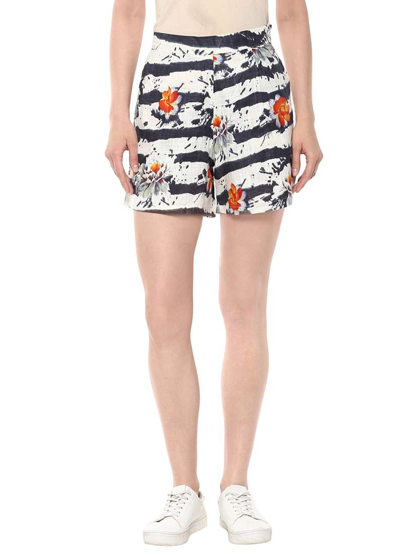 multicolored printed cotton short