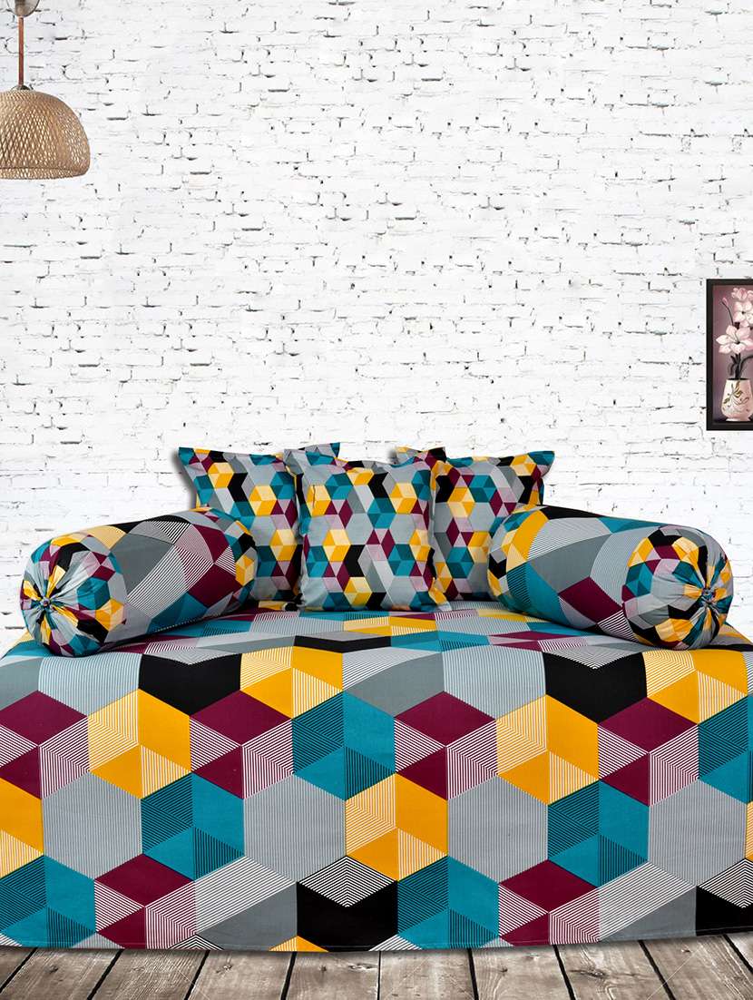 Salona Bichona 100 % Cotton Multi Printed Diwan Set