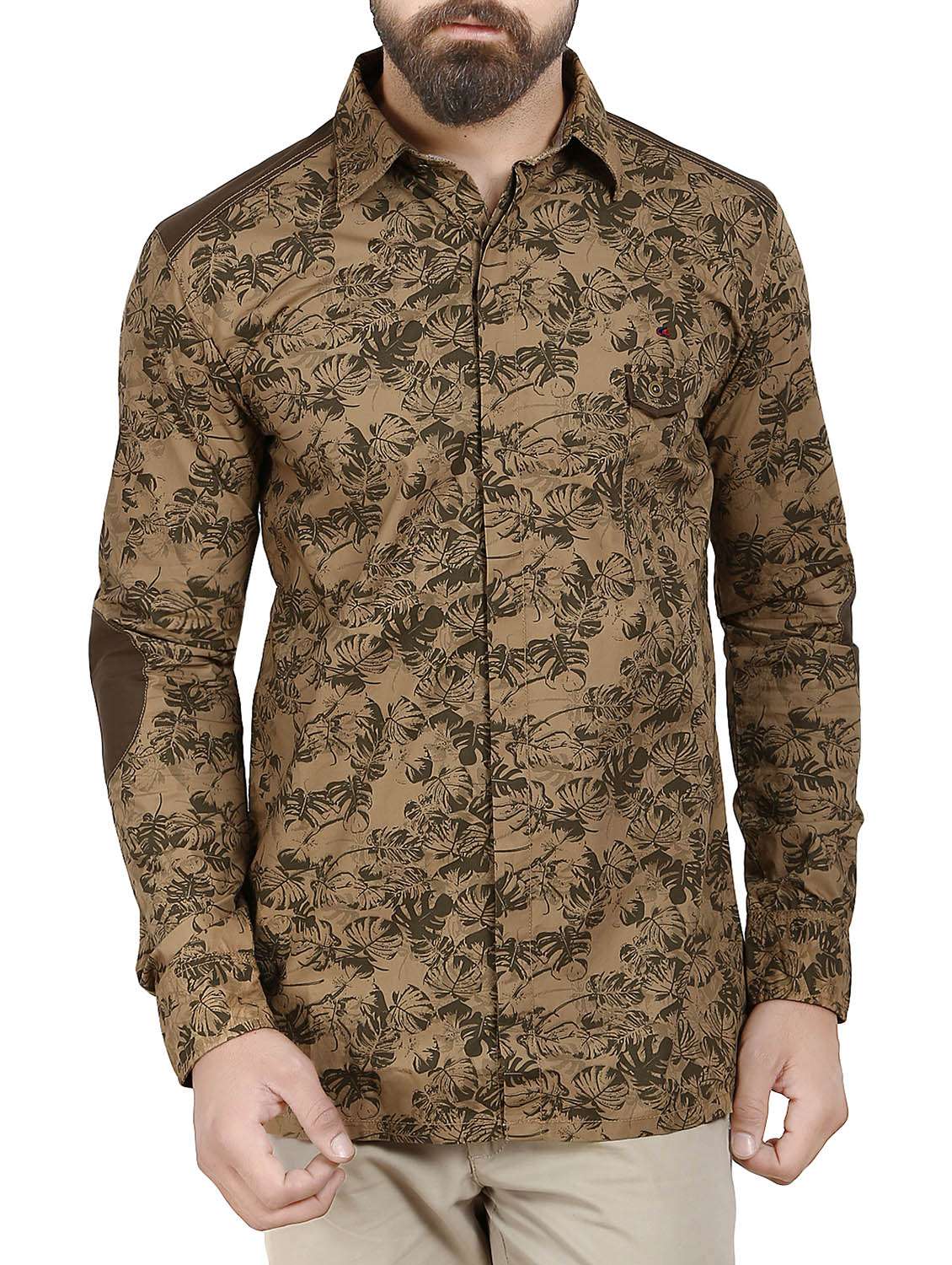 brown cotton casual shirt