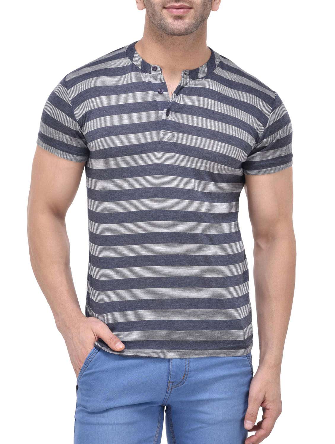 grey cotton striped t-shirt