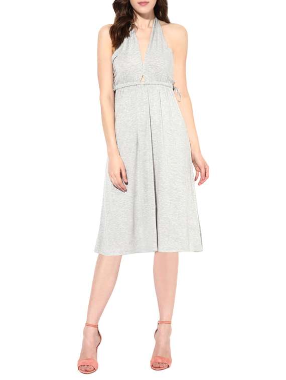 grey viscose backless dress