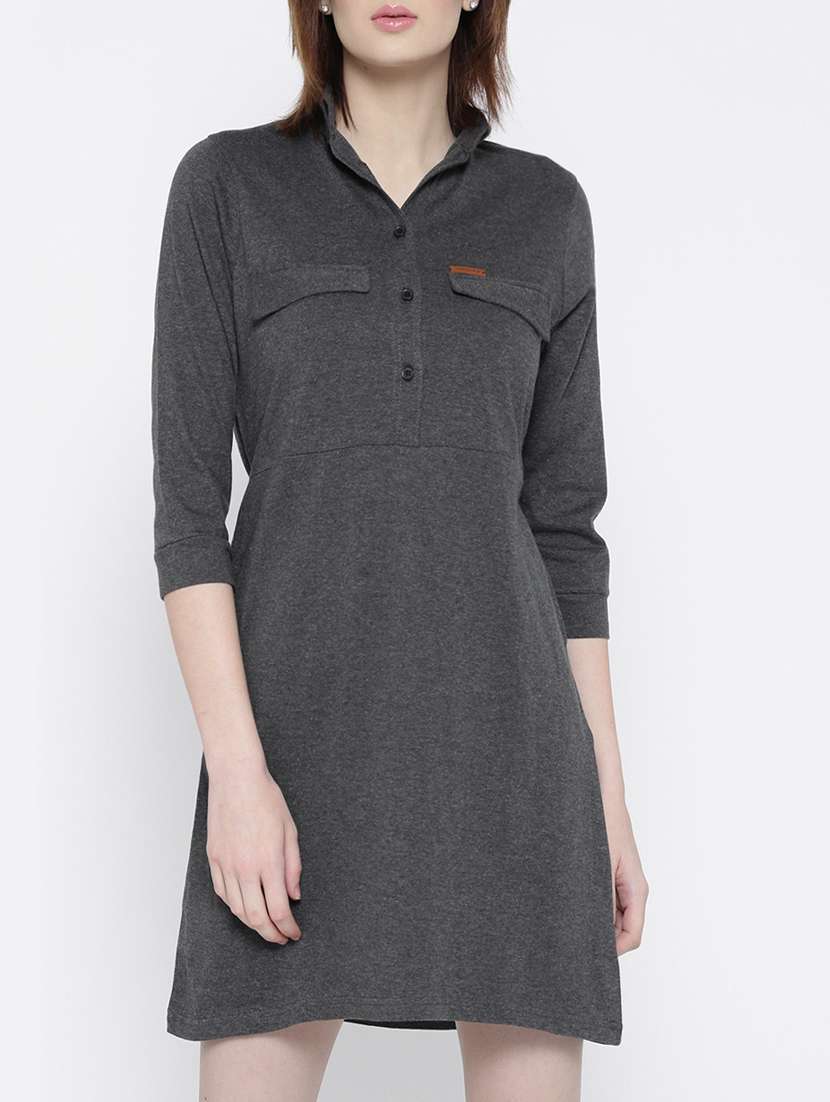 grey cotton shirt dress